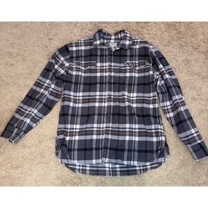 Jachs Flannel Jacket Men's Large Plaid Gray Casual Motorcycle Skater 100% Cotton